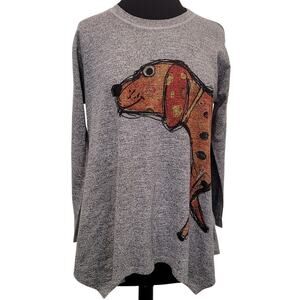 Inoah Top Womens S Graphic Clifford Dog Long Sleeve Lightweight Asymmetric Hem